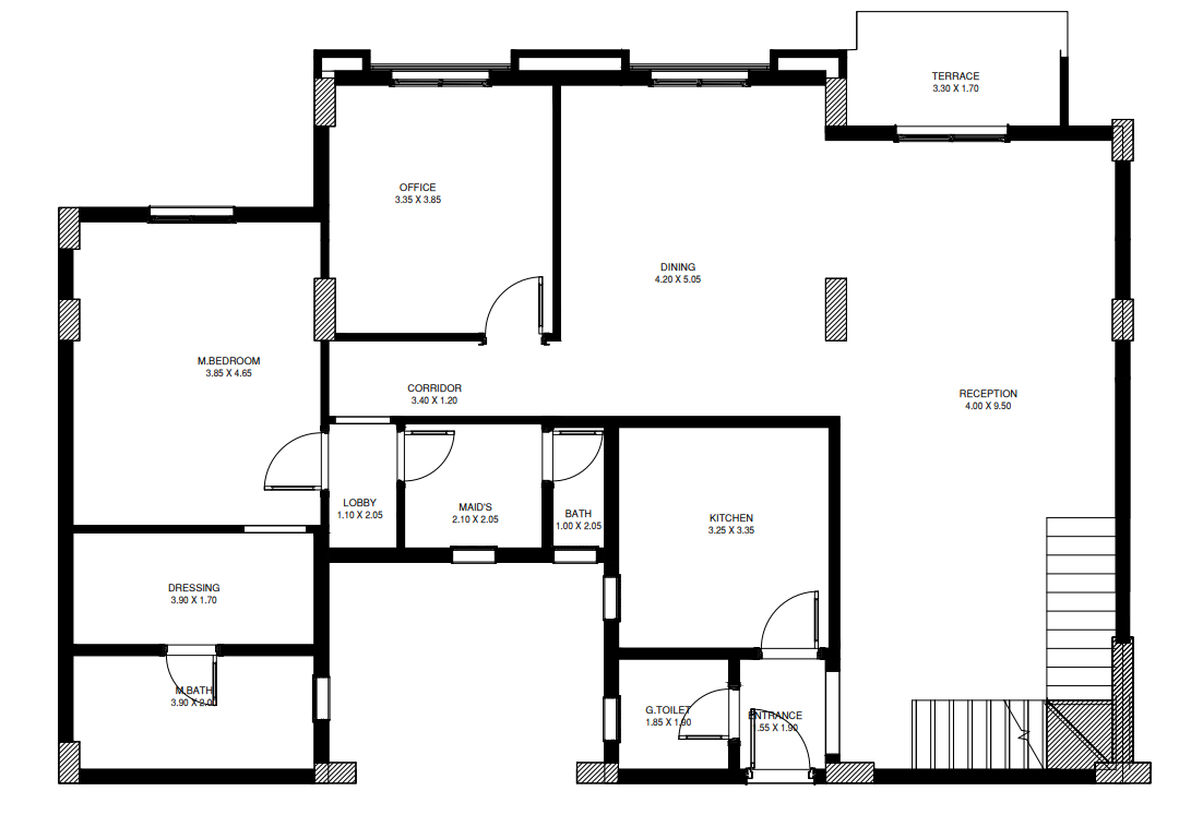 Floor plan for duplex at The Loft