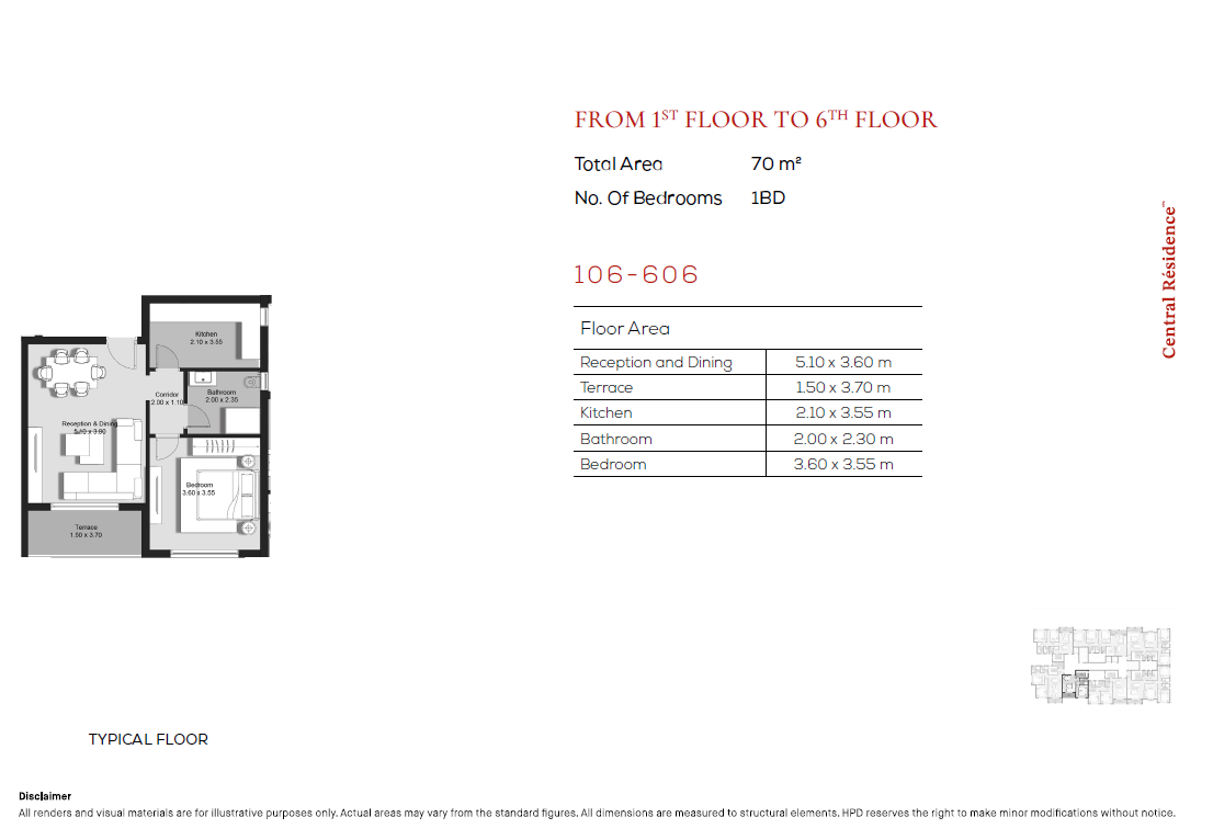 Floor plan for apartment at Central Residence - Hyde Park Central