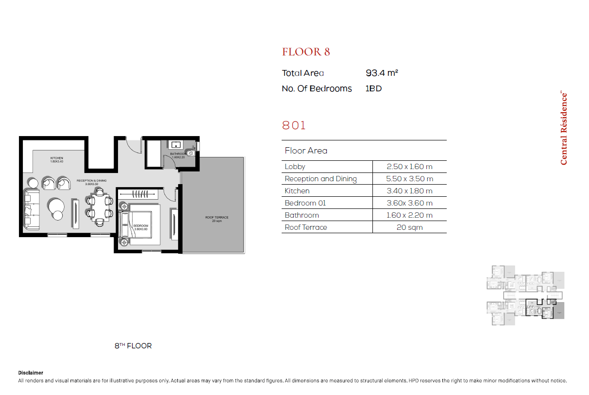 Floor plan for apartment at Hyde Park Central