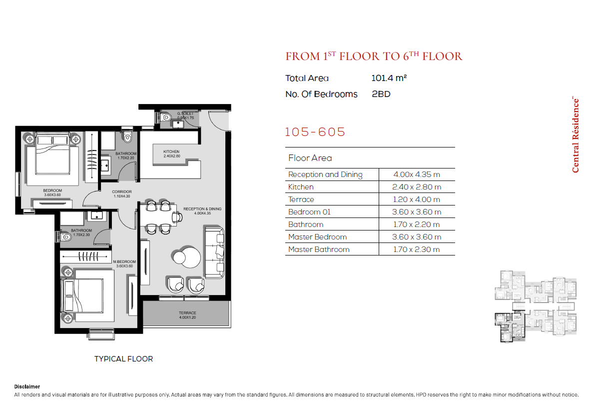 Floor plan for apartment at Central Residence - Hyde Park Central