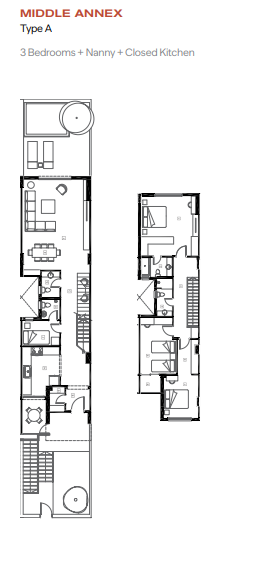 Floor plan for duplex at Trio