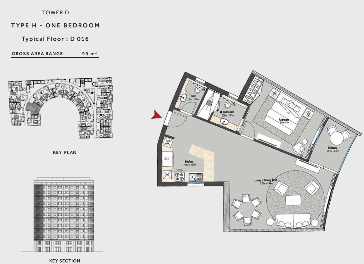 Floor plan for apartment at Marriott Residences Heliopolis