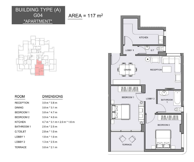Floor plan for apartment at Serrano