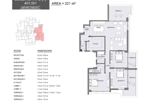 Floor plan for apartment at Serrano
