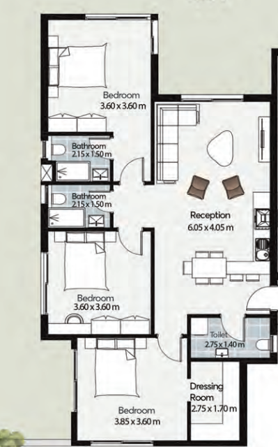 Floor plan for chalet at Mar Bay - Ras El Hekma