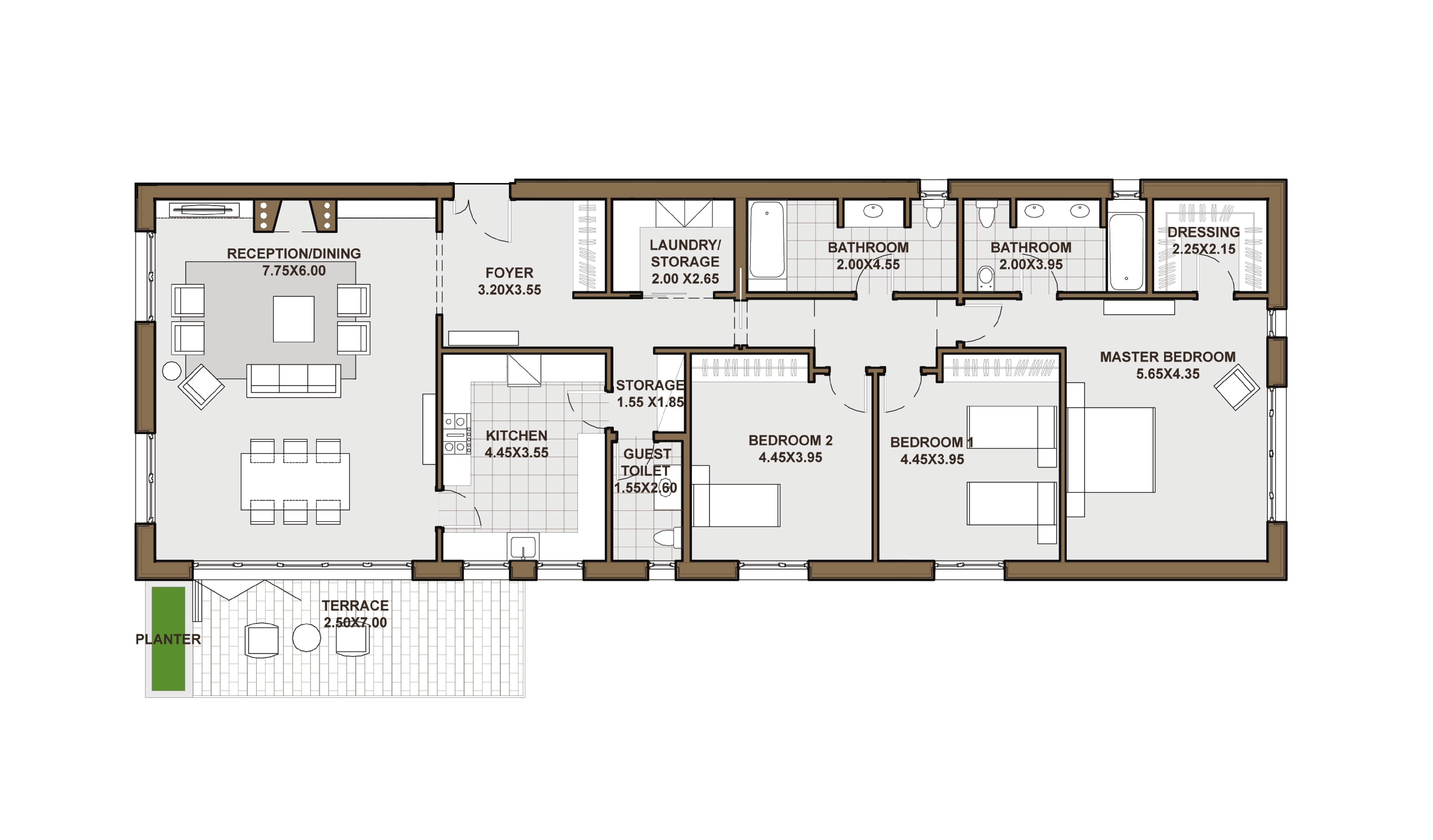Floor plan for apartment at Forty West Phase I
