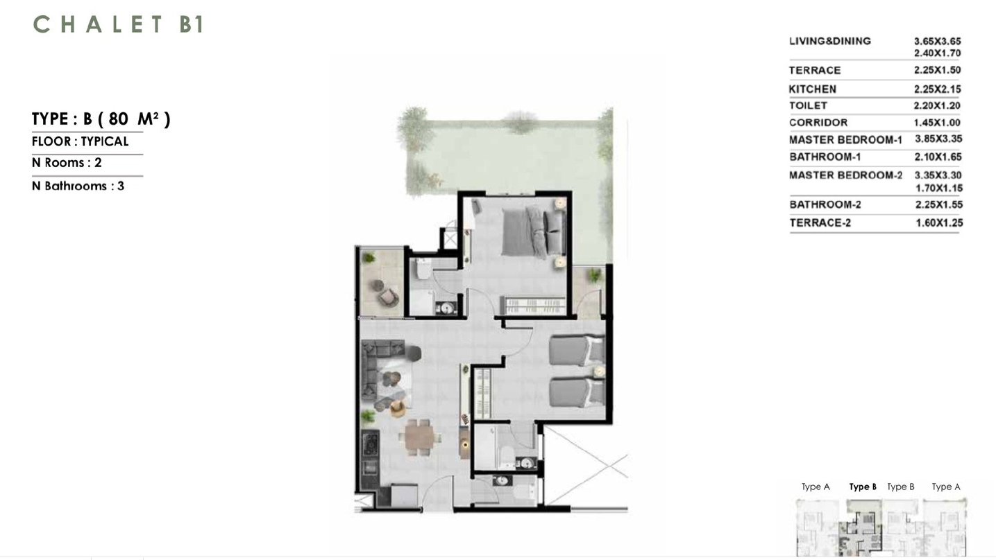 Floor plan for chalet at Zahra Morshedy Group
