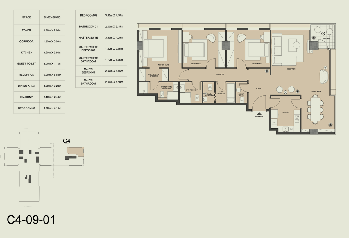 Floor plan for penthouse at Edge