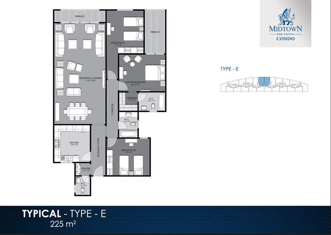 Floor plan for apartment at Midtown condo