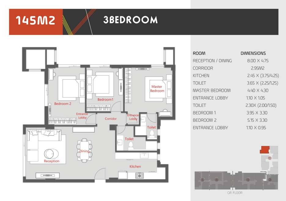Floor plan for apartment at Al Karma Kay