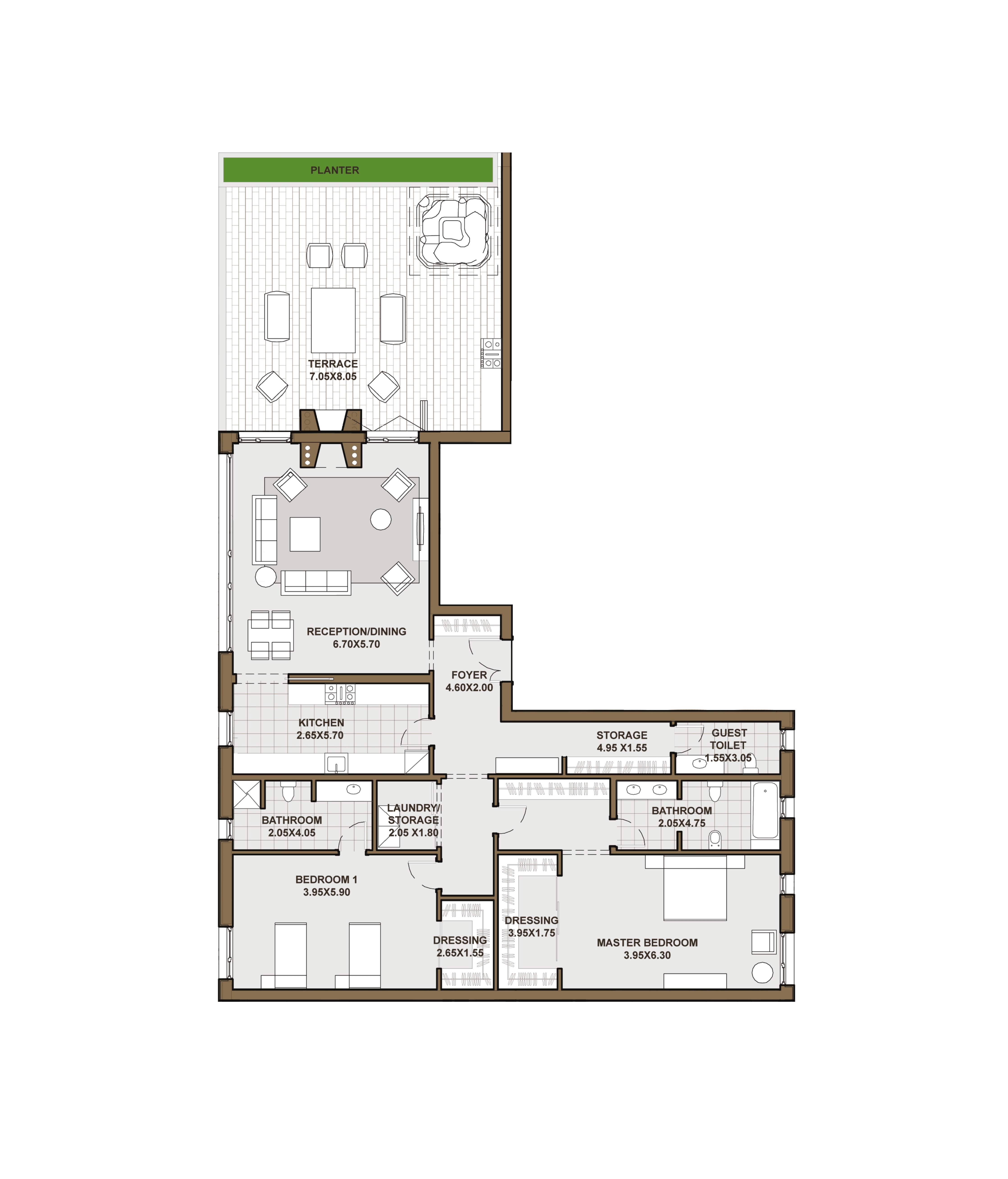 Floor plan for apartment at Forty West Phase I
