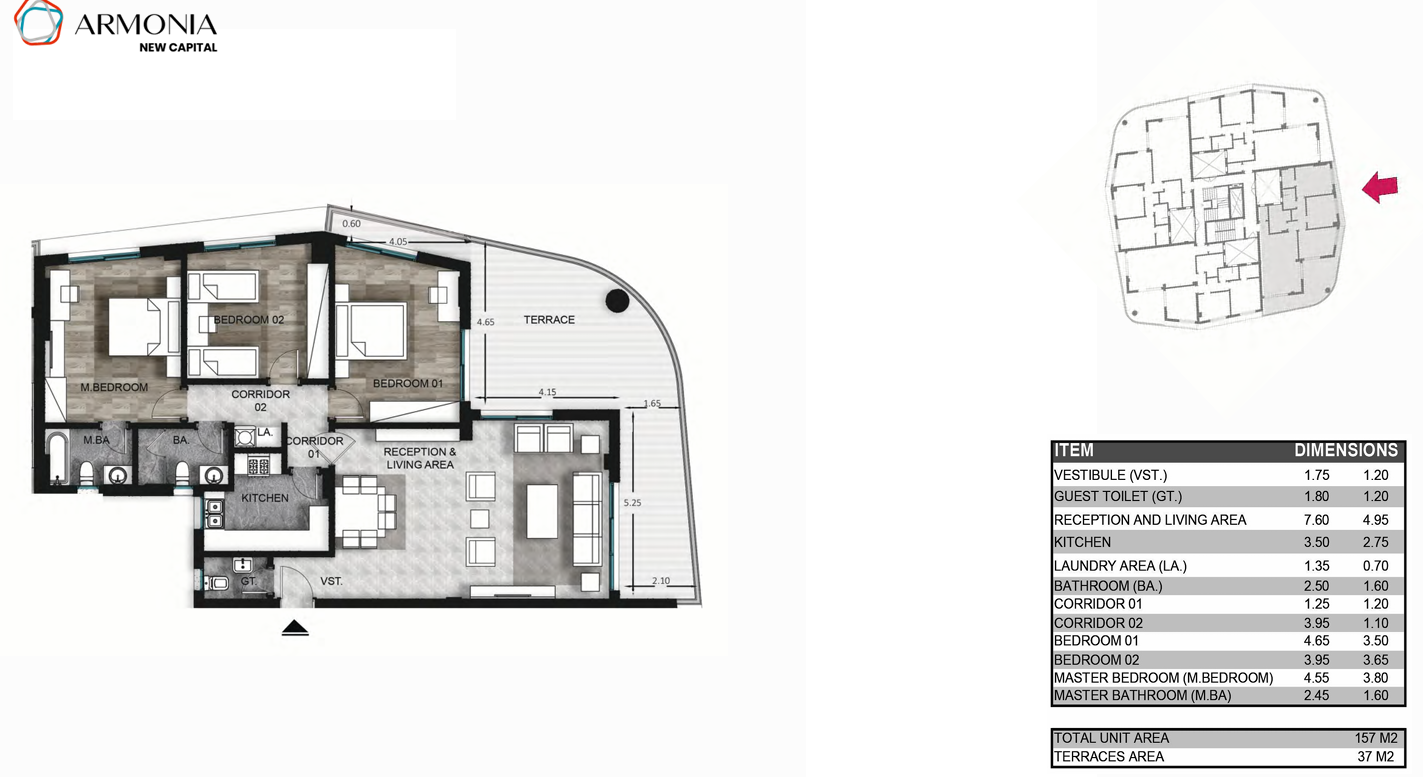Floor plan for apartment at Armonia