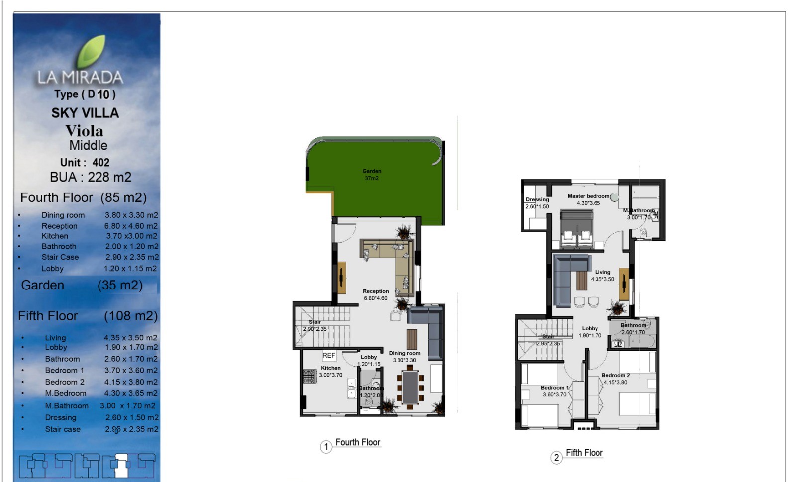 Floor plan for duplex at La Mirada