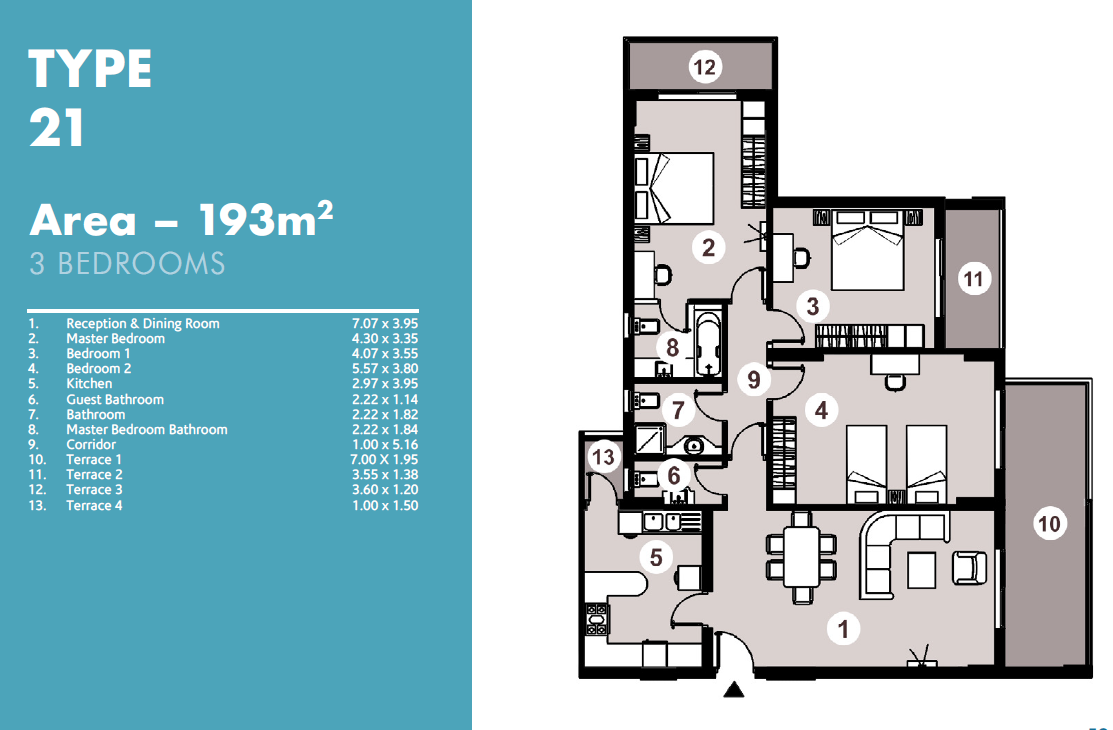Floor plan for apartment at Downtown New Alamein