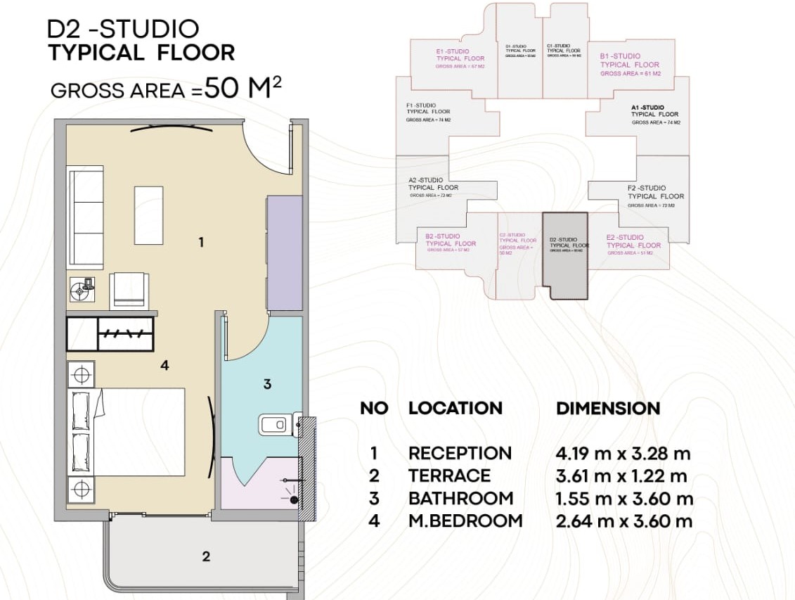 Floor plan for studio at Ray Residence