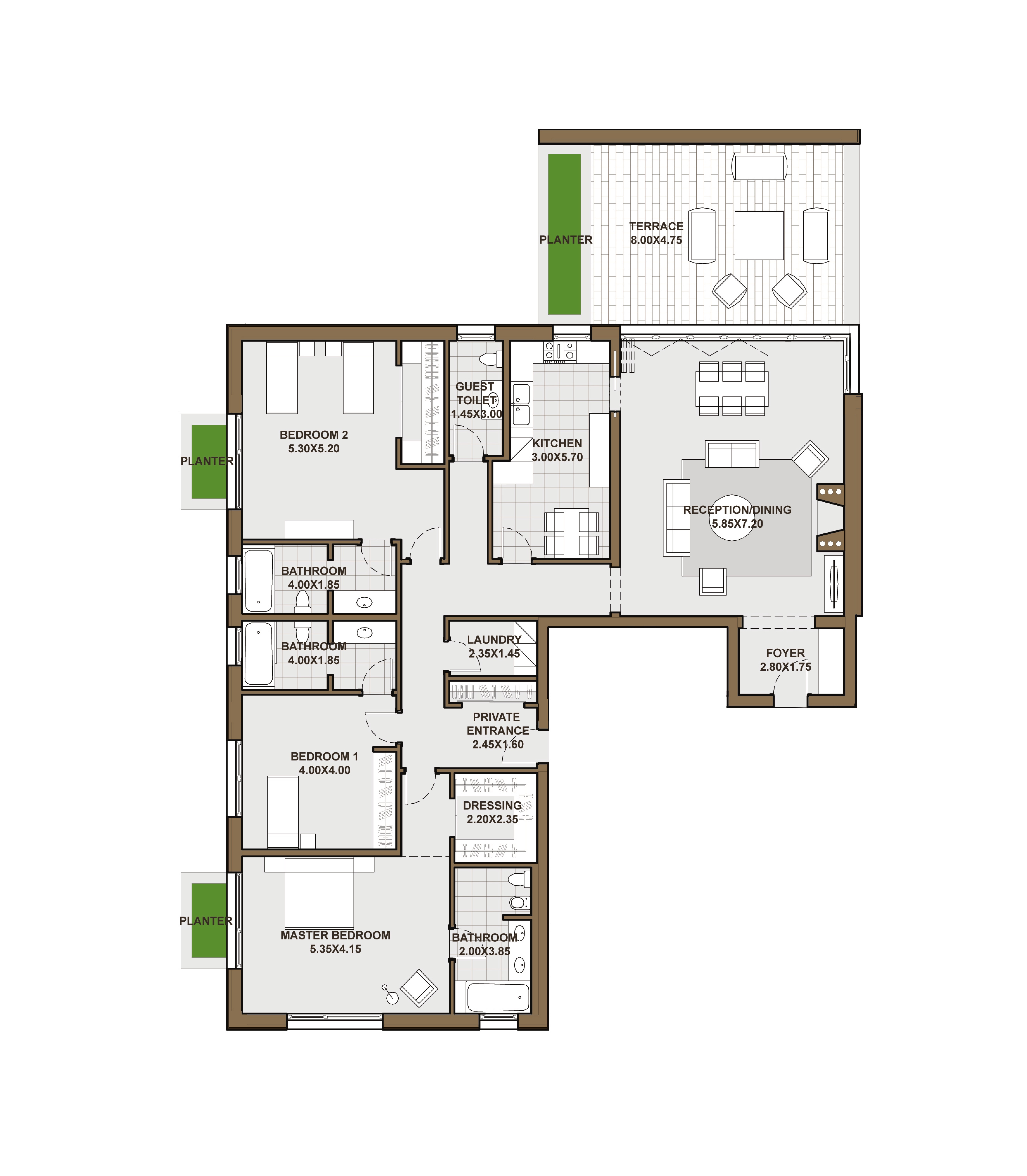 Floor plan for apartment at Forty West Phase I