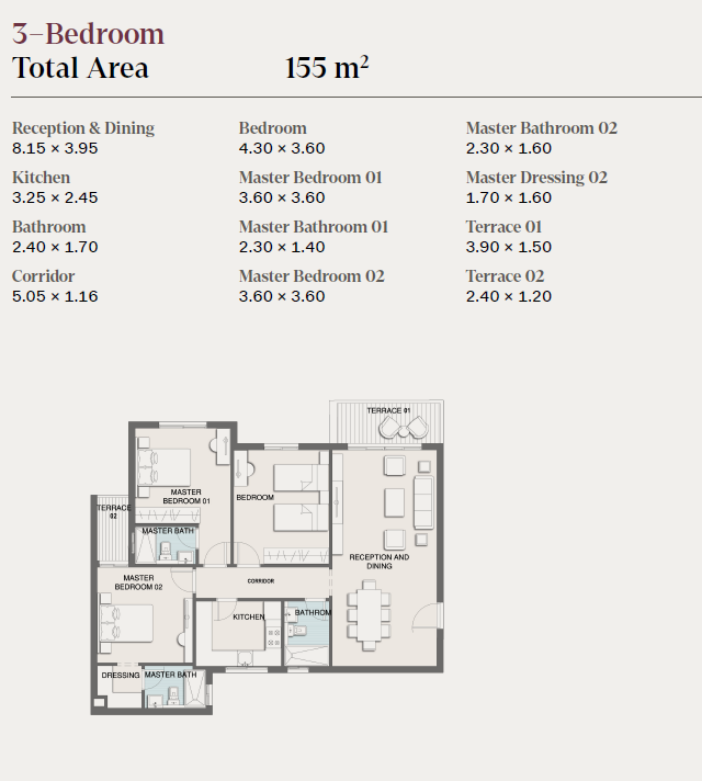 Floor plan for apartment at Selection - Telal East