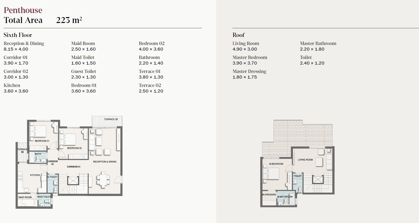 Floor plan for penthouse at Selection - Telal East
