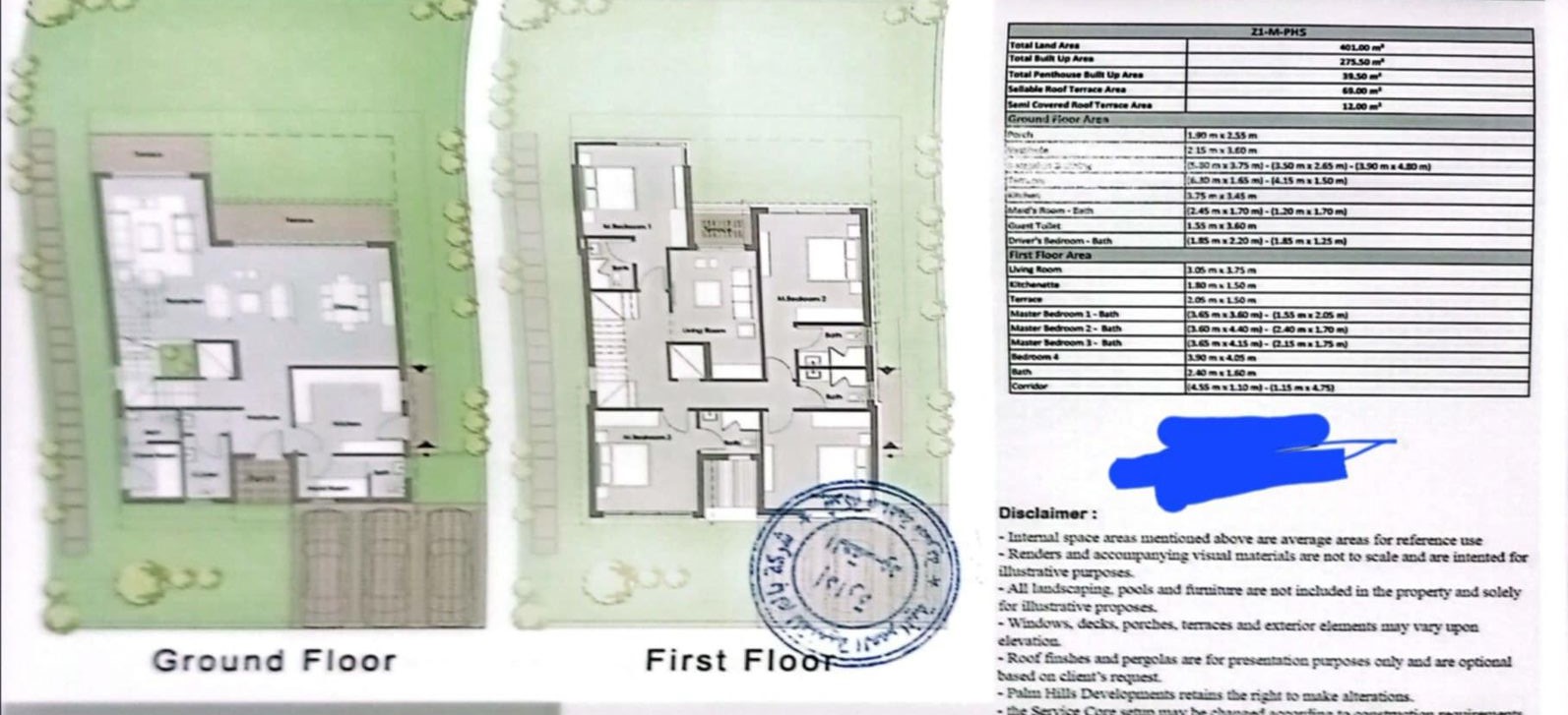 Floor plan for villa at Badya