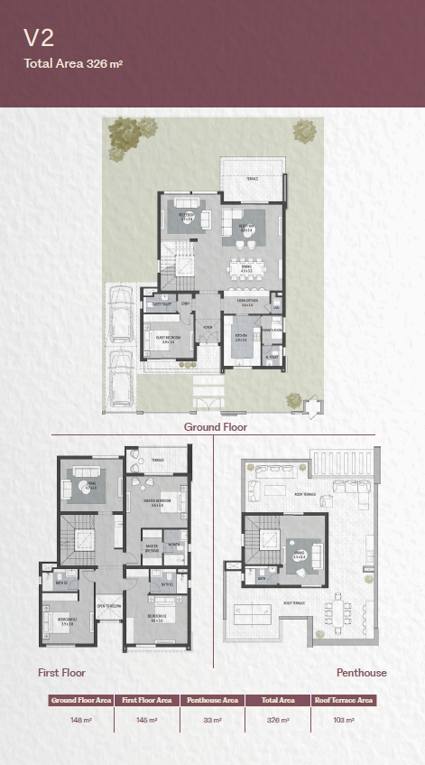 Floor plan for villa at Rosewood