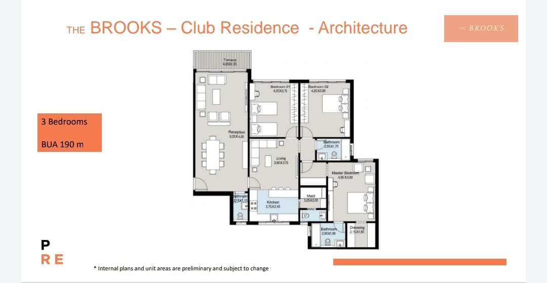 Floor plan for apartment at The Brooks