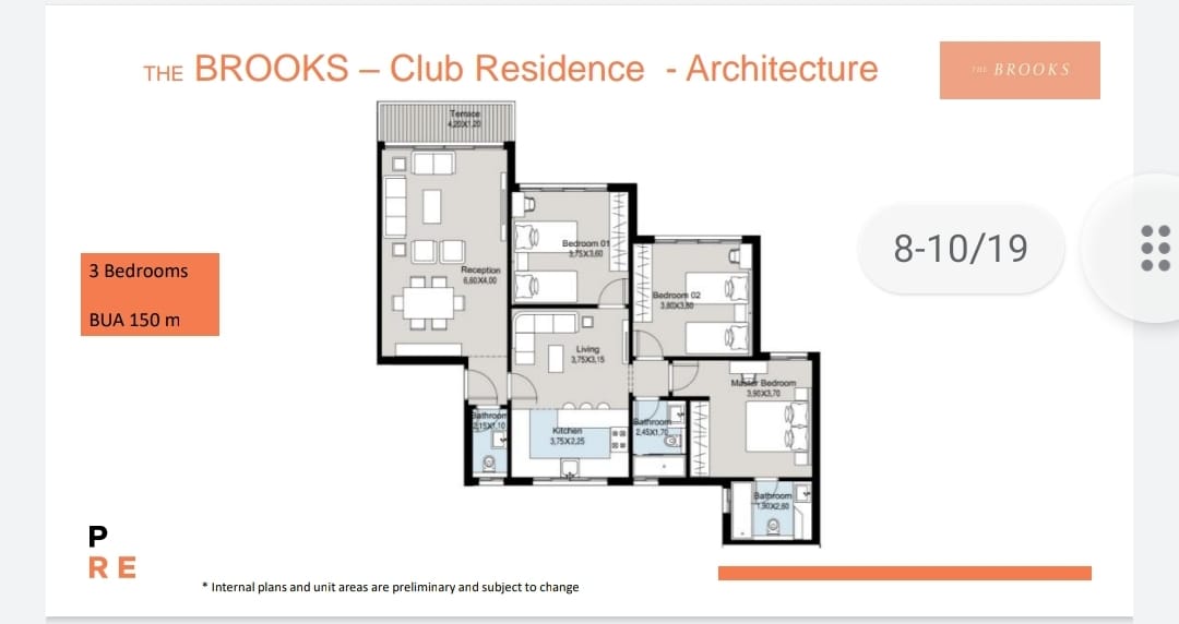 Floor plan for apartment at The Brooks