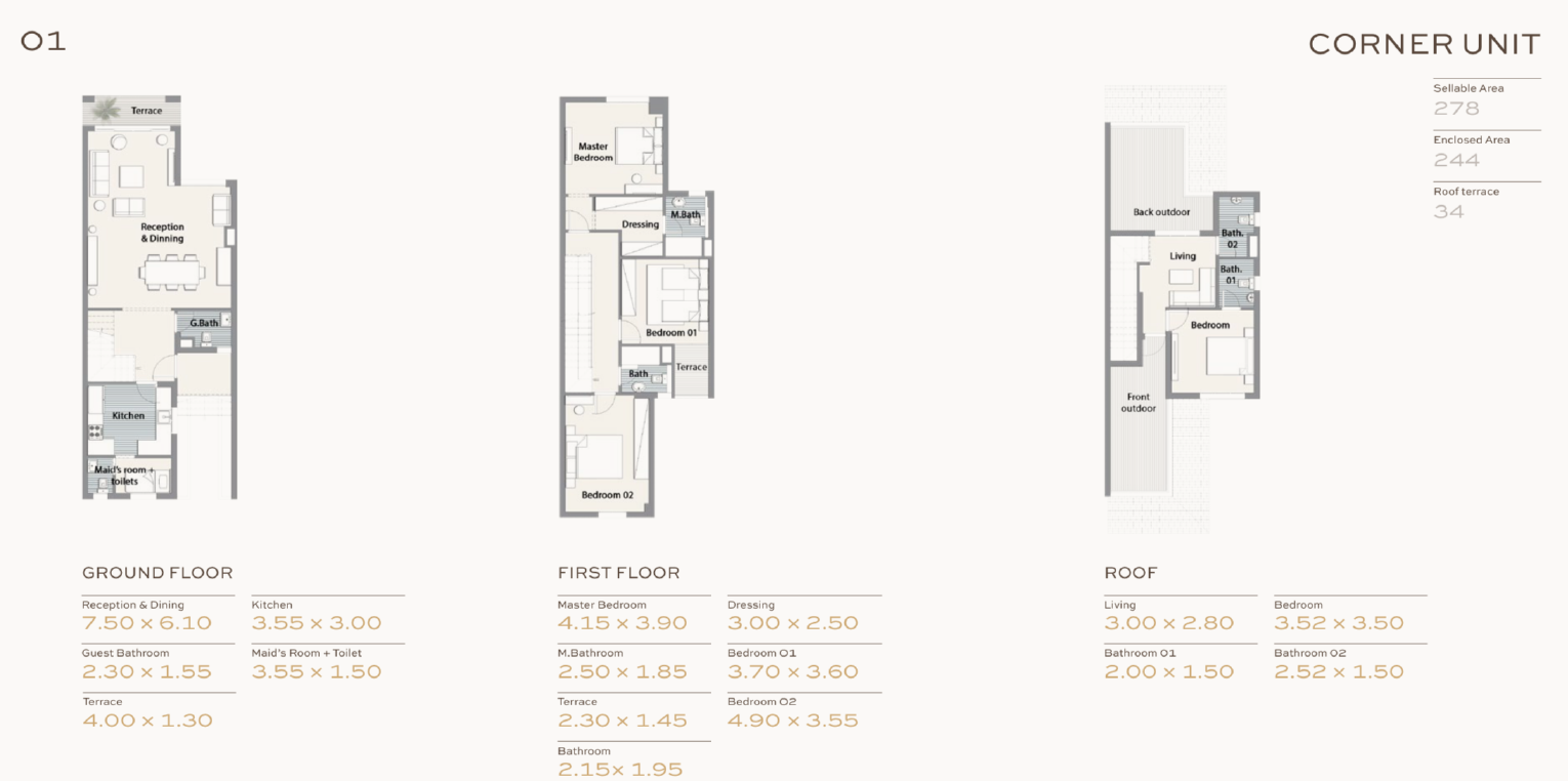 Floor plan for townhouse at The Hills