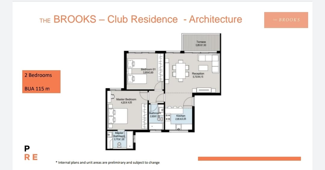 Floor plan for apartment at The Brooks
