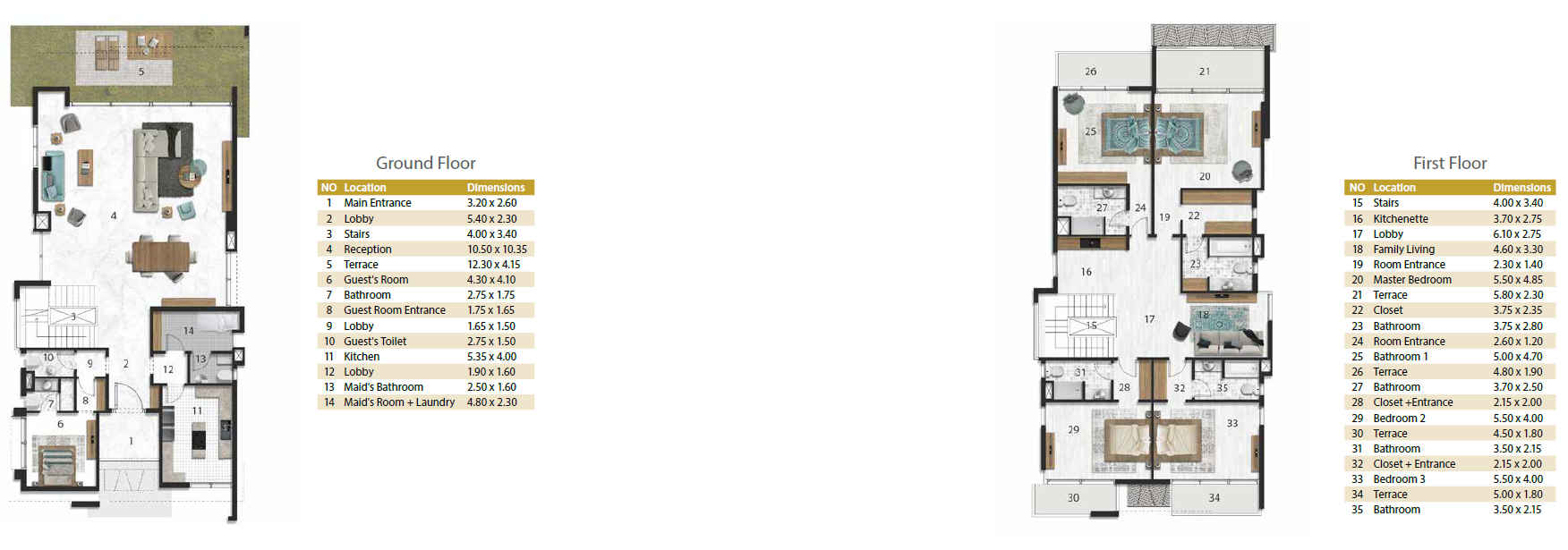 Floor plan for villa at Hadaba
