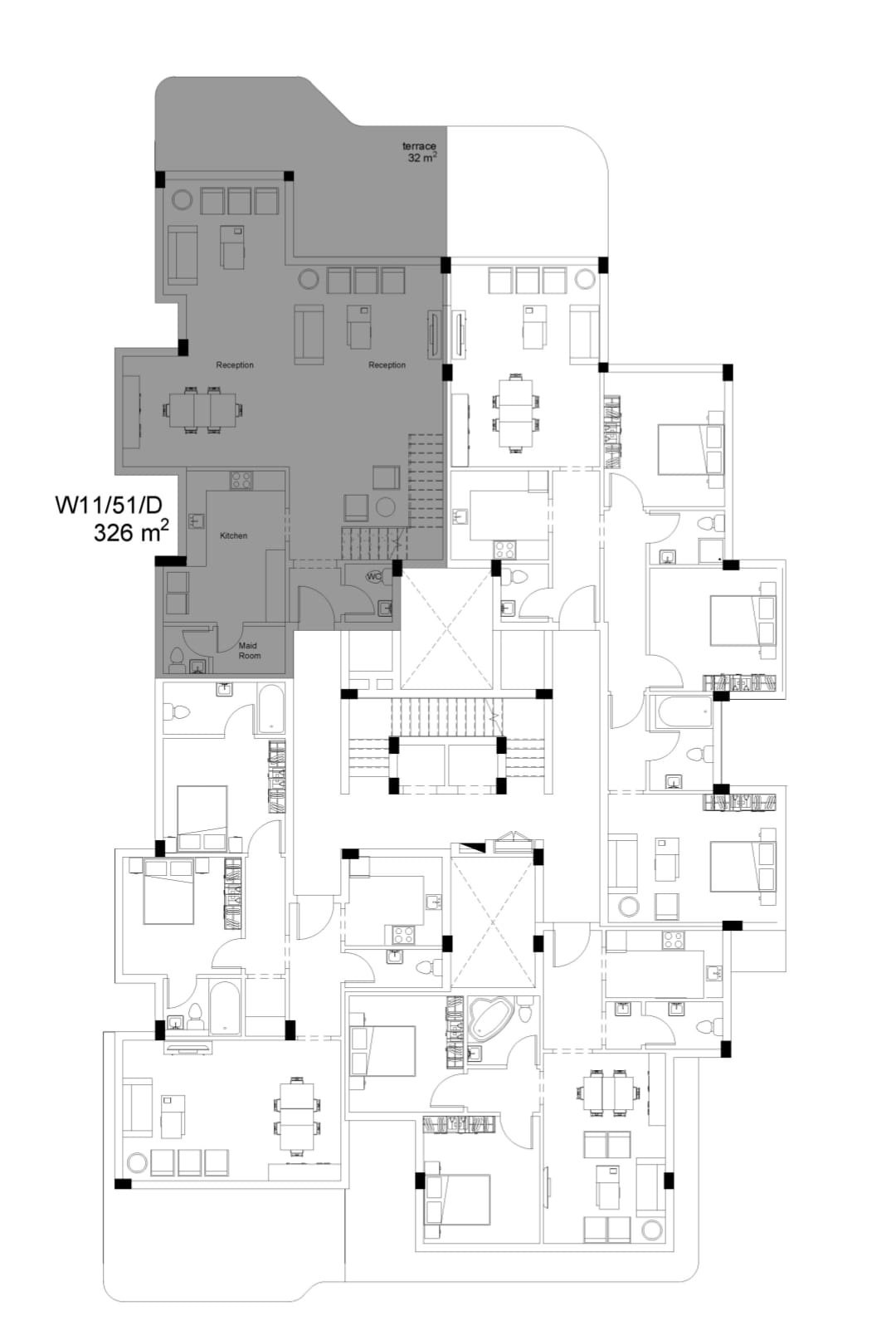 Floor plan for apartment at White Residence