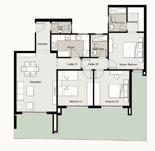 Floor plan for apartment at Residence Eight Sky Abu Dhabi