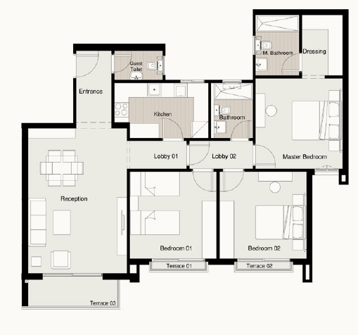 Floor plan for apartment at Residence Eight Sky Abu Dhabi