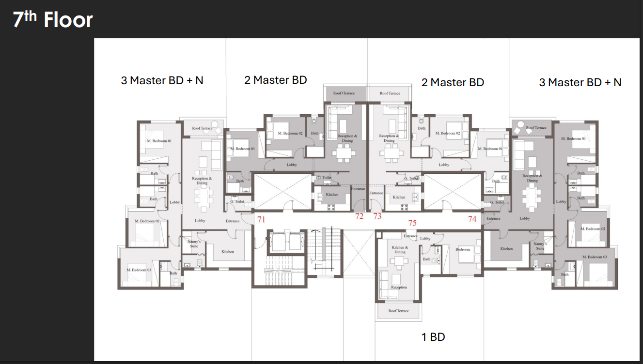 Floor plan for penthouse at Jirian - Palm Hills