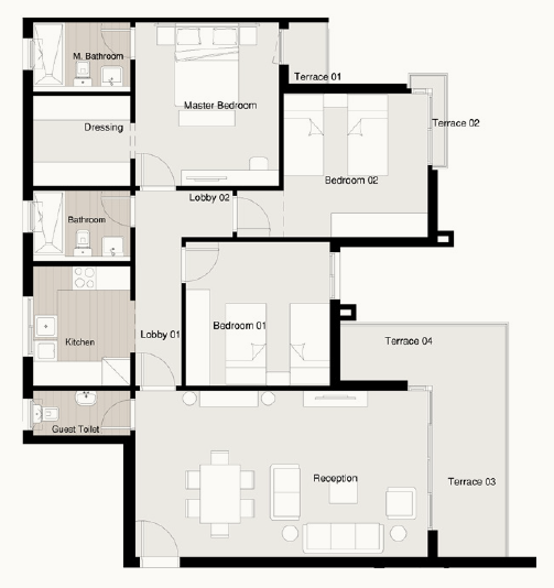 Floor plan for apartment at Residence Eight Sky Abu Dhabi