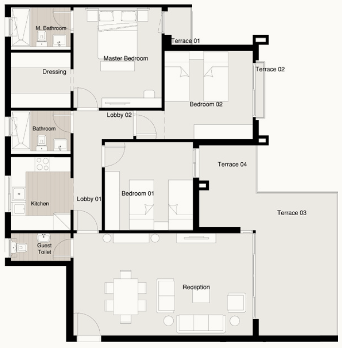 Floor plan for apartment at Residence Eight Sky Abu Dhabi