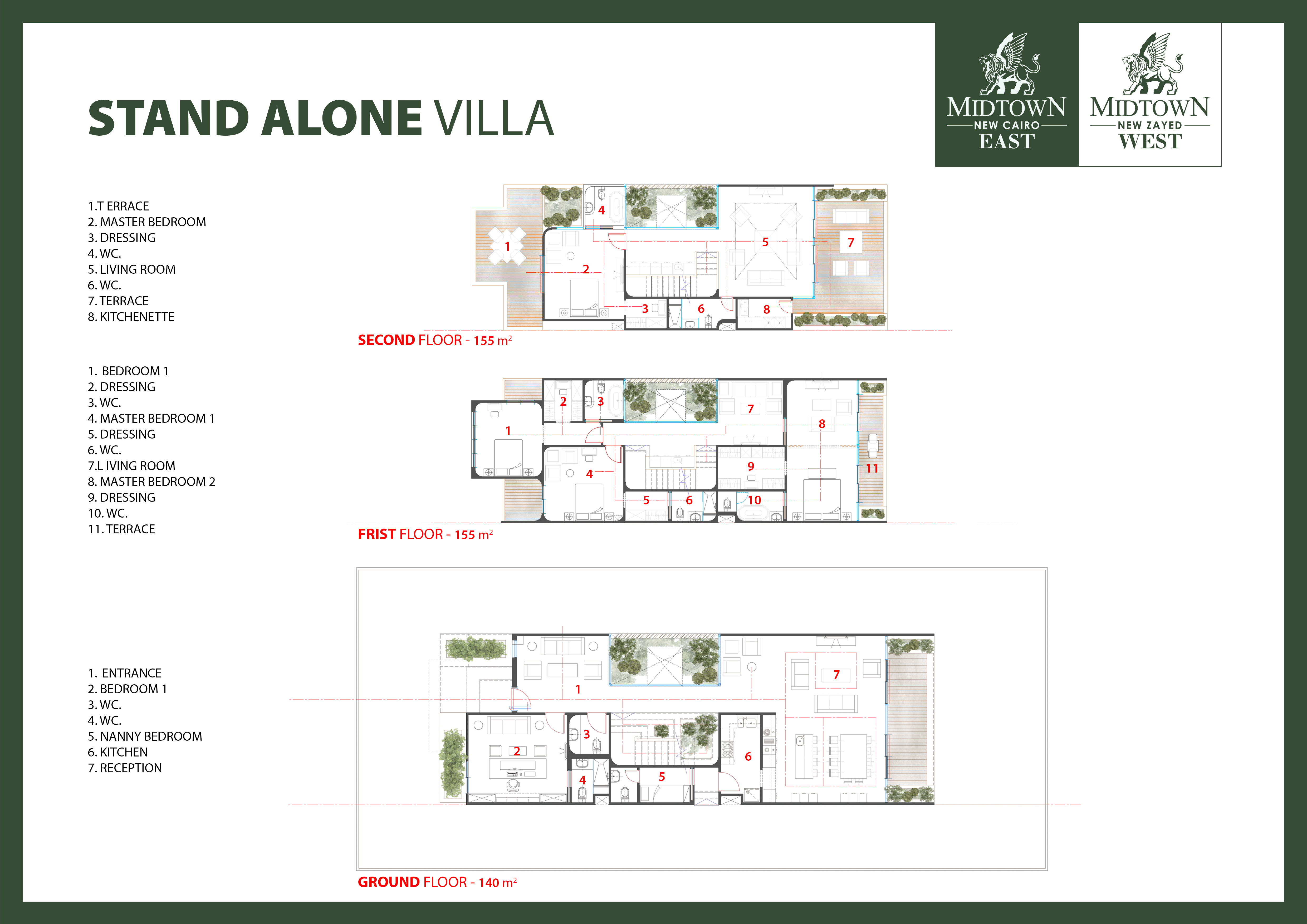 Floor plan for villa at Midtown East Phase One