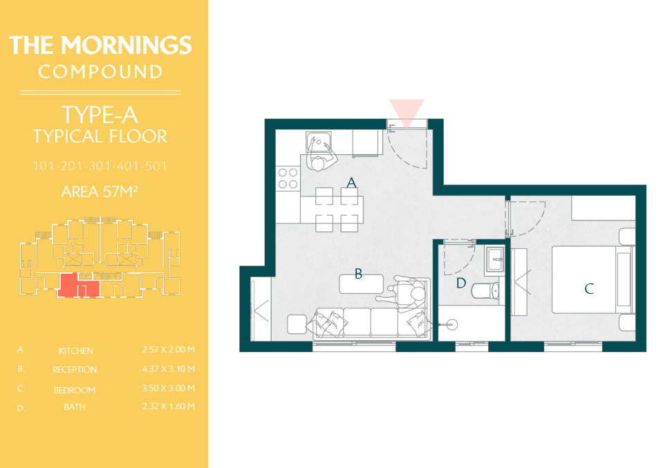 Floor plan for apartment at The Mornings
