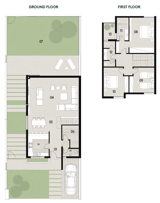 Floor plan for townhouse at Al Burouj