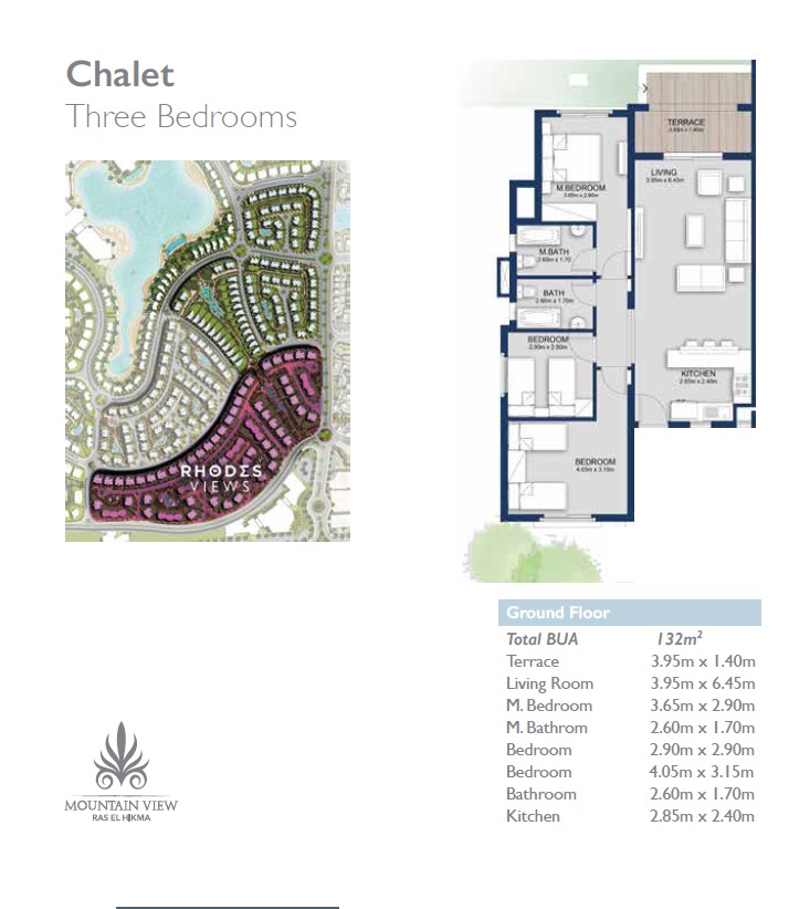 Floor plan for chalet at Mountain View Ras El Hekma