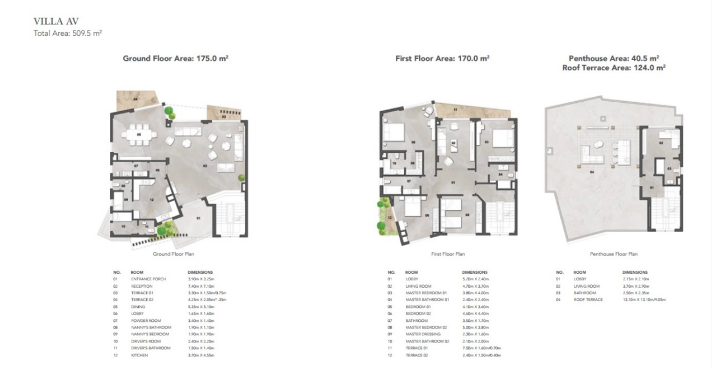 Floor plan for villa at Vinci