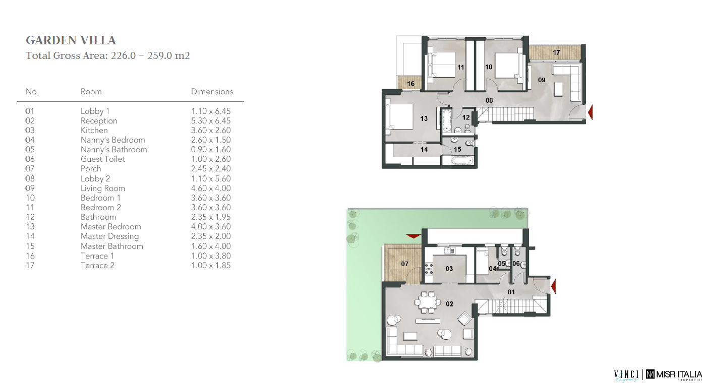 Floor plan for duplex at Vinci