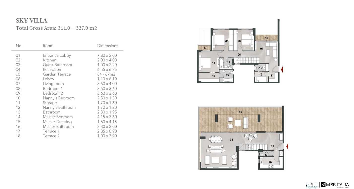 Floor plan for duplex at Vinci