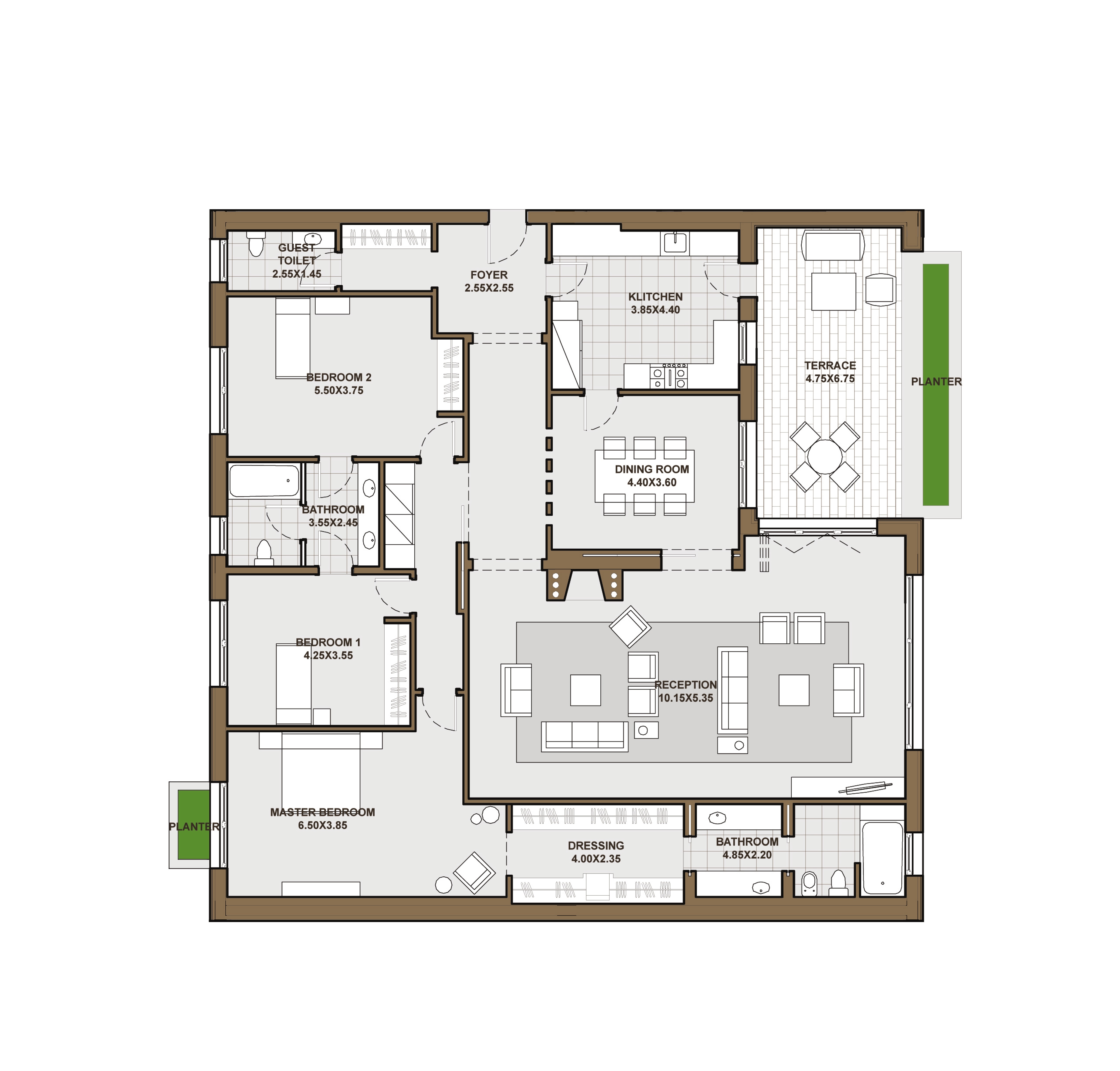 Floor plan for apartment at Forty West Phase I