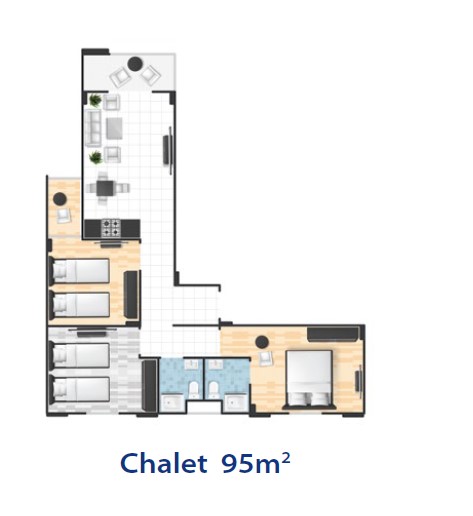 Floor plan for chalet at Lasirena Bay