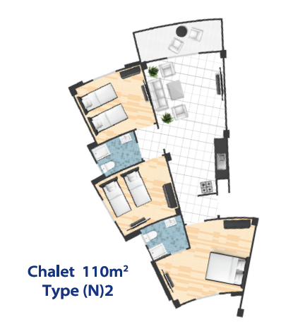 Floor plan for chalet at Lasirena Bay