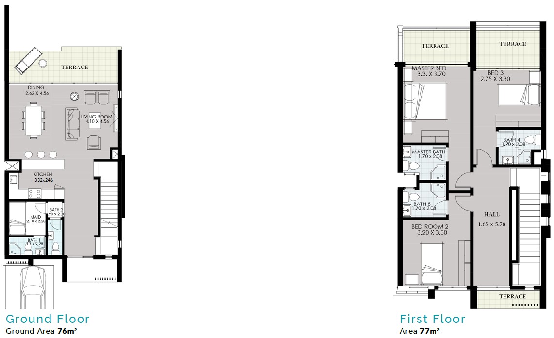 Floor plan for townhouse at Smeralda Bay Sidi Heneish -Sbay
