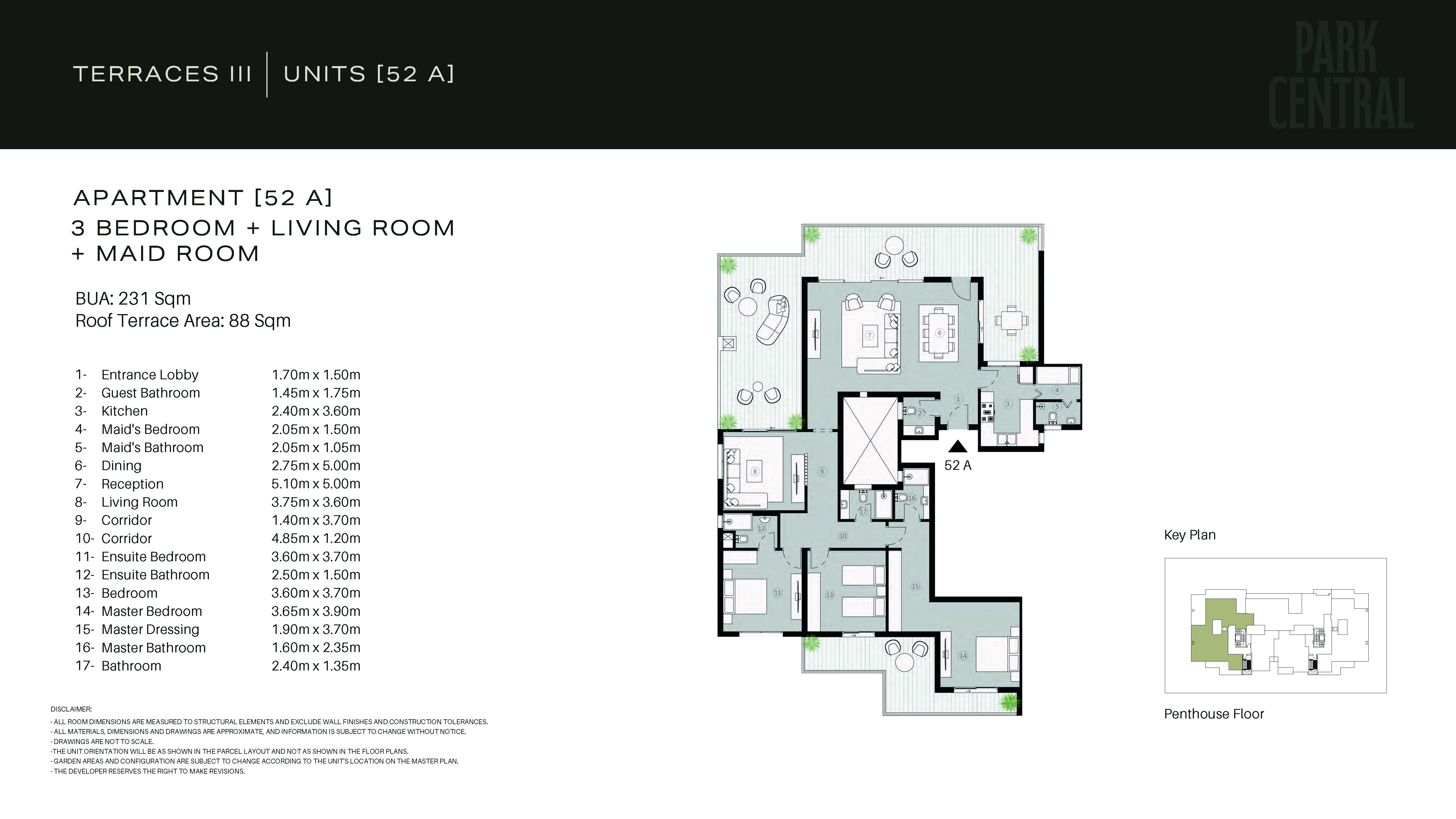 Floor plan for penthouse at Park Central