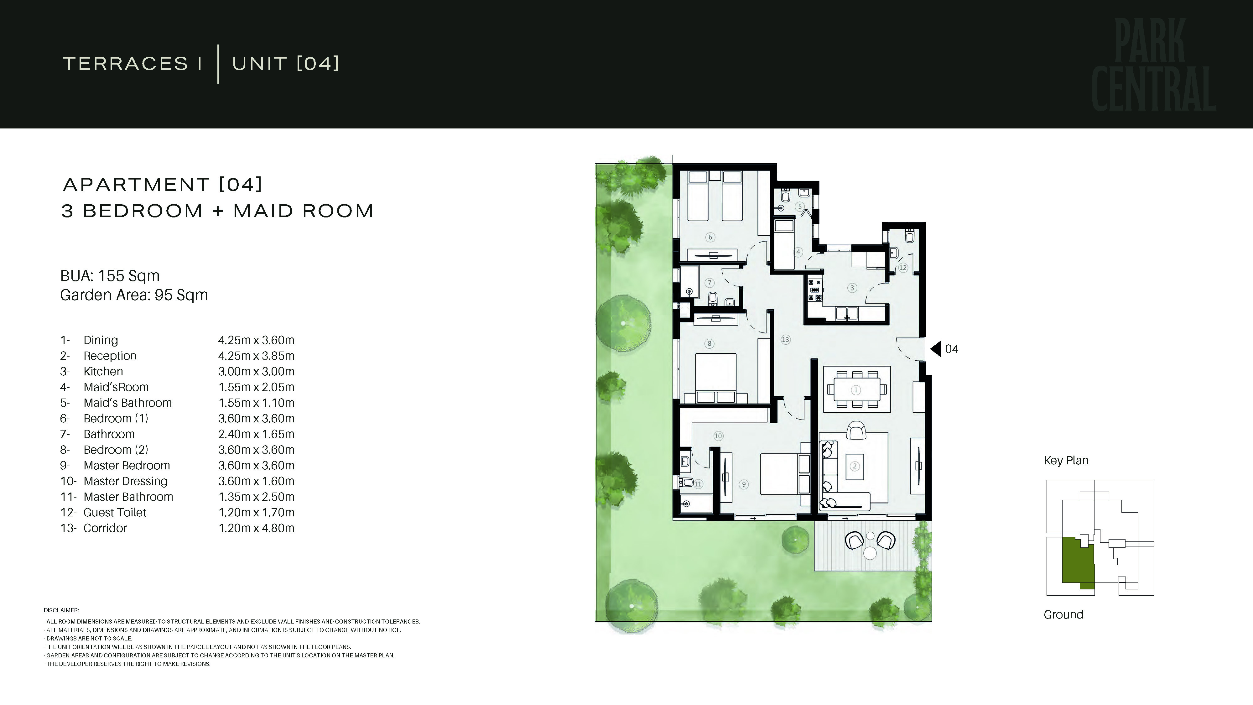 Floor plan for apartment at Park Central