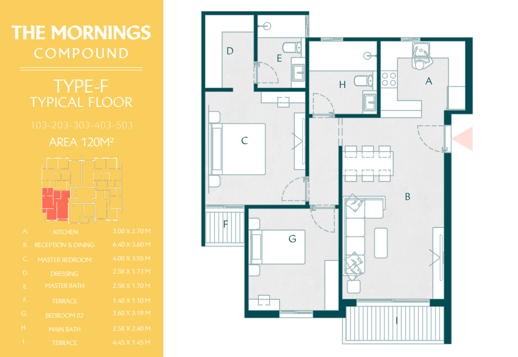 Floor plan for apartment at The Mornings