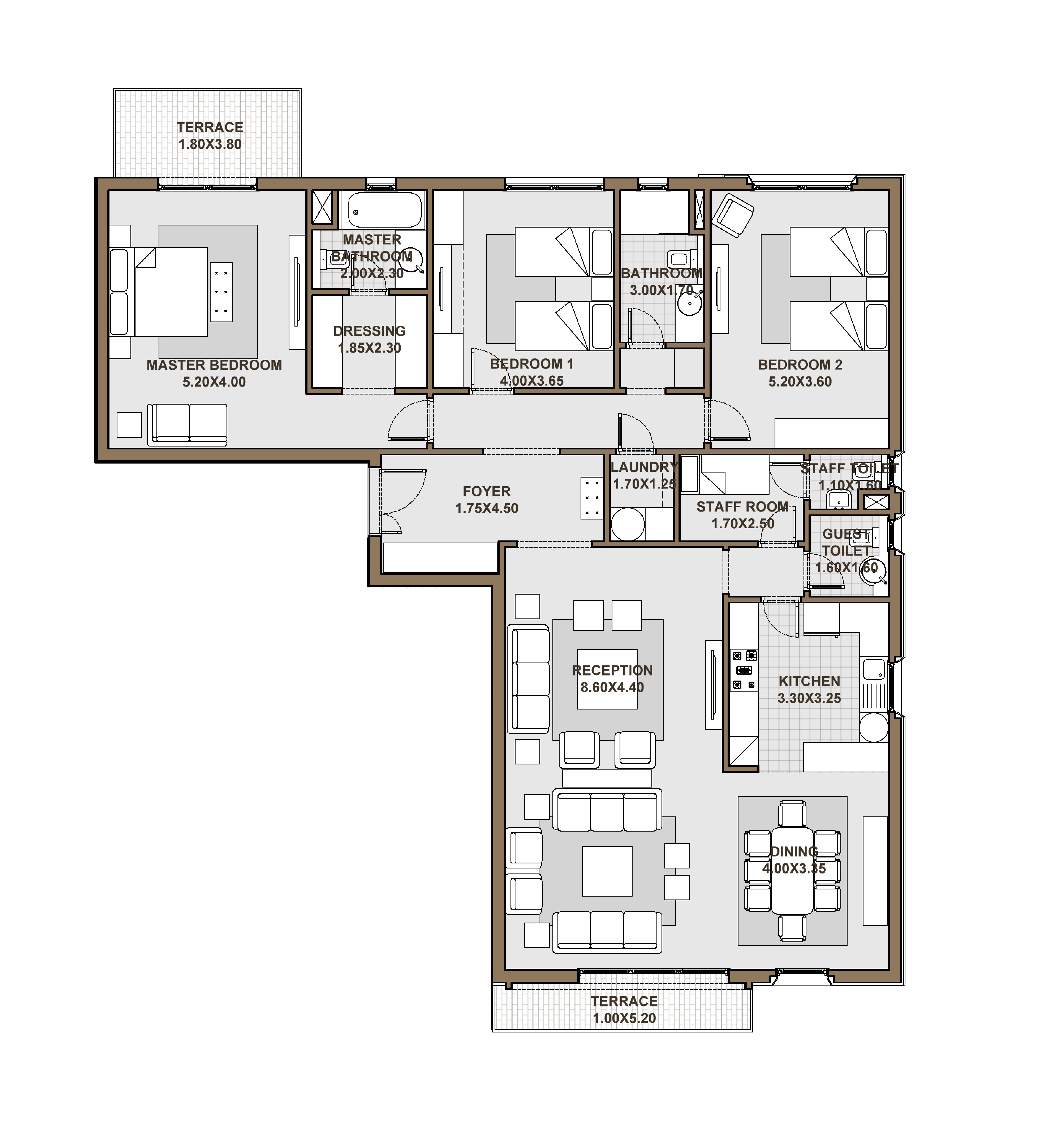 Floor plan for apartment at Forty West Phase II